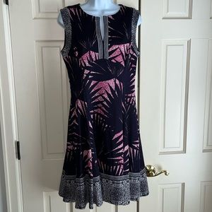 Maggie London Fit & Flare Dress, Blue/Pink, Size 10